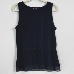 Banana Republic Factory Black Drawstring Waist Sleeveless Top M